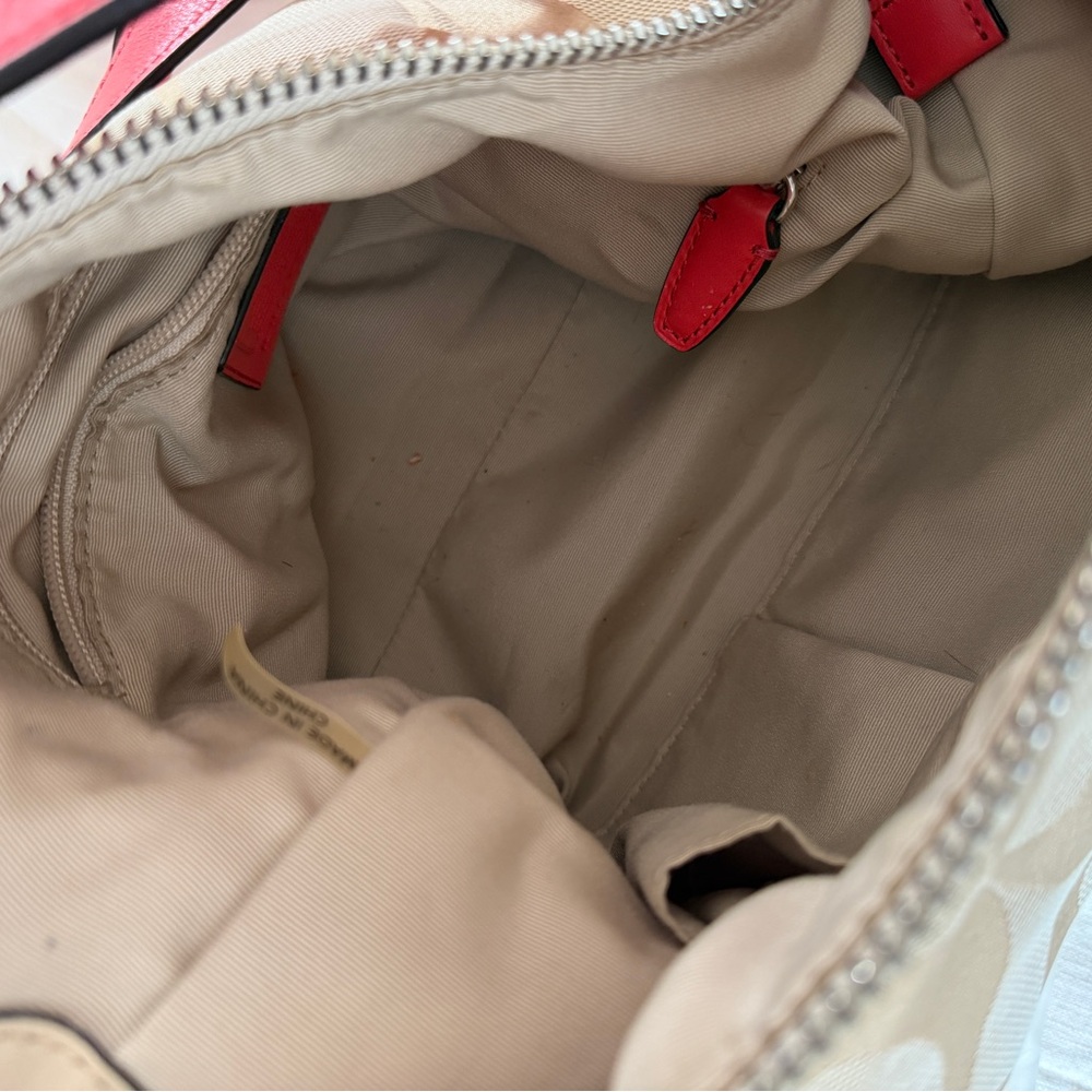 Coach Legacy Signature Khaki and Coral Hobo Bag style 22392 - Picture 9 of 13
